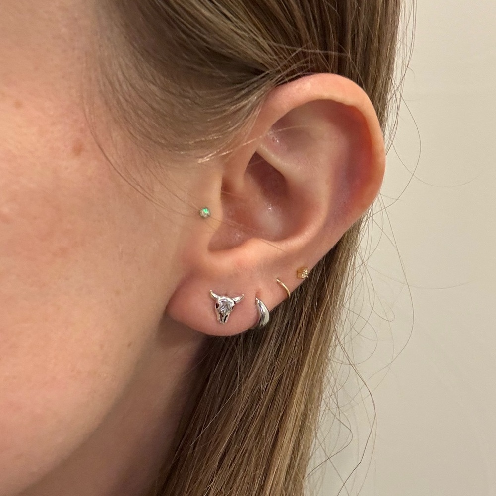 Bull Head Sterling Silver Earrings